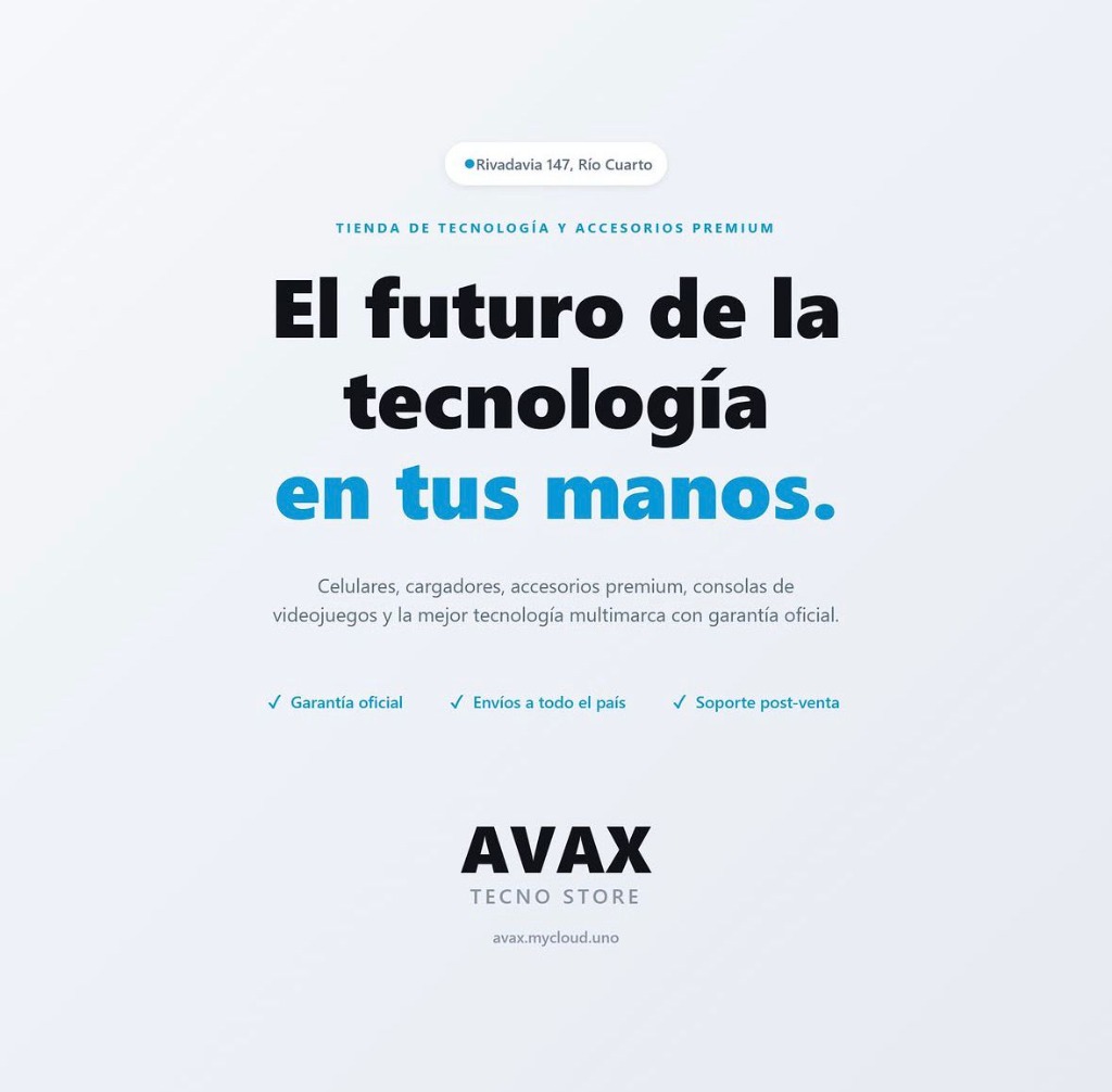 Captura de la plataforma AVAX Tecno Store